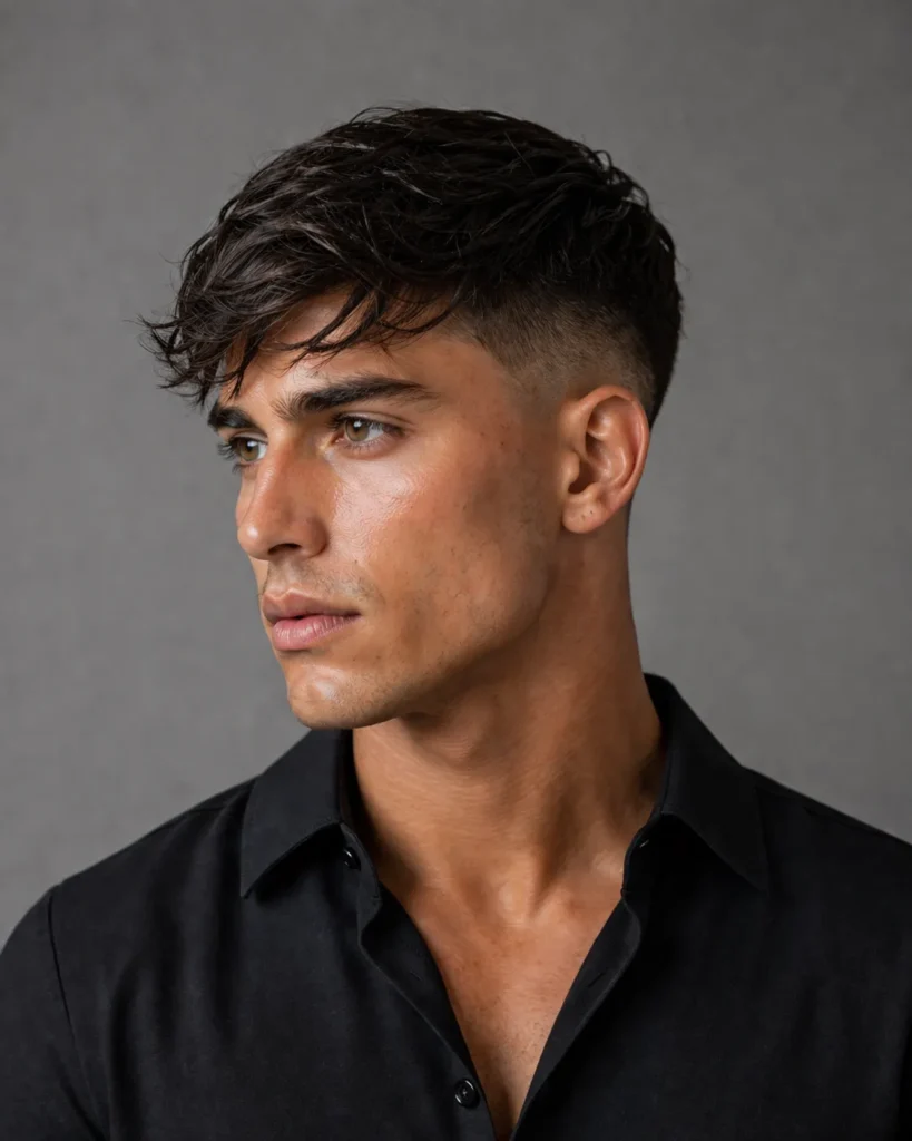 Mid Taper Fade with Side-Swept Fringe