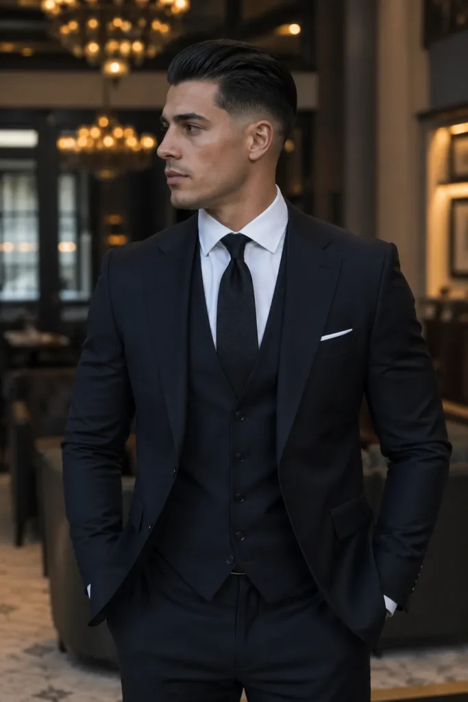 Mid Taper Fade with Slick Back Style