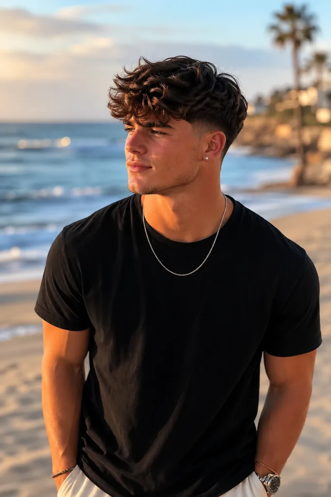  Mid Taper Fade with Soft Brushed Waves