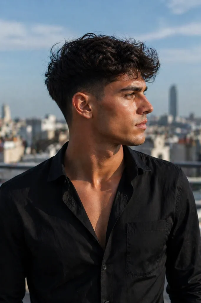 Mid Taper Fade with Wavy Volume