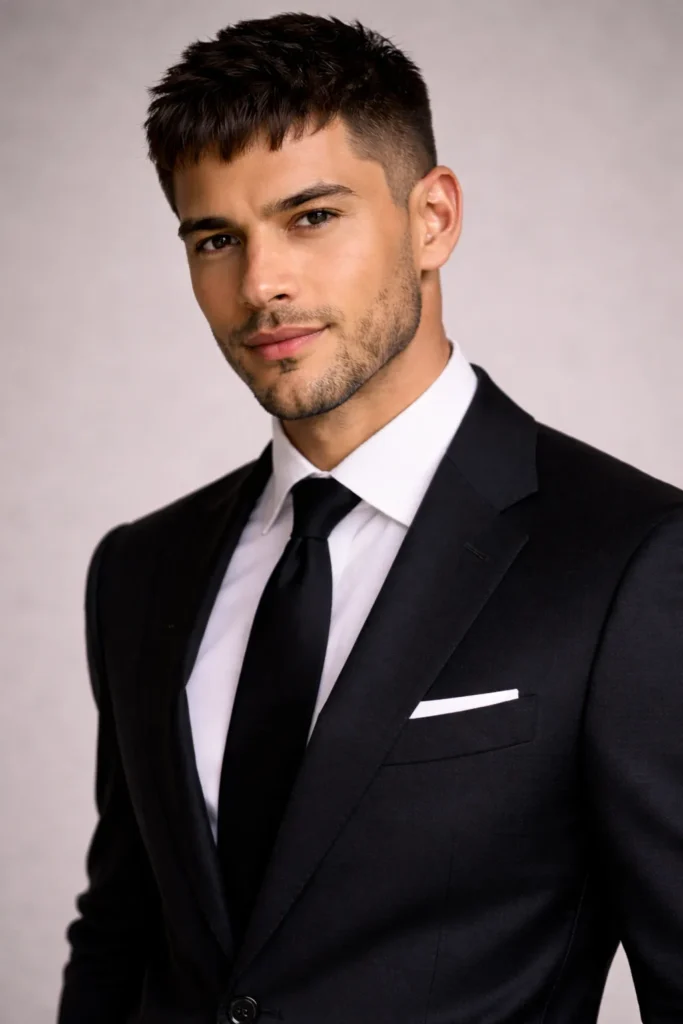 Modern Caesar Cut with Soft Texture