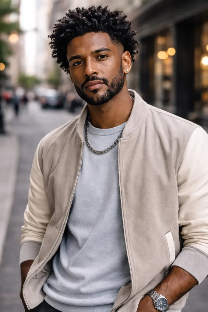 Natural Afro Curls + Shape-Up Beard