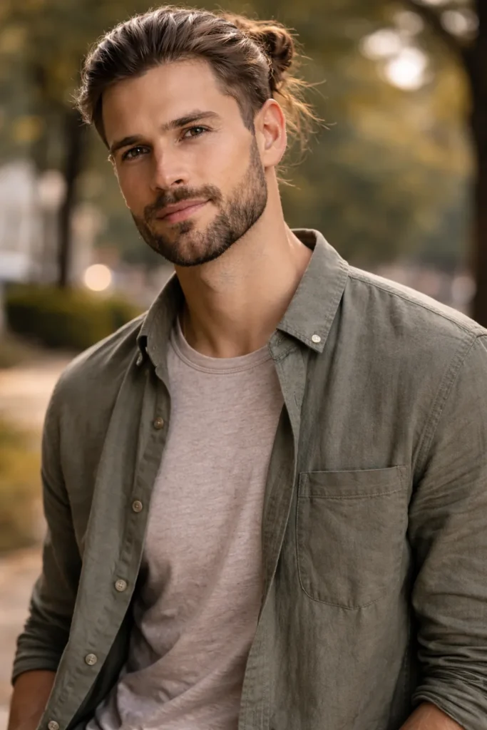 Natural Bun with Minimal Beard