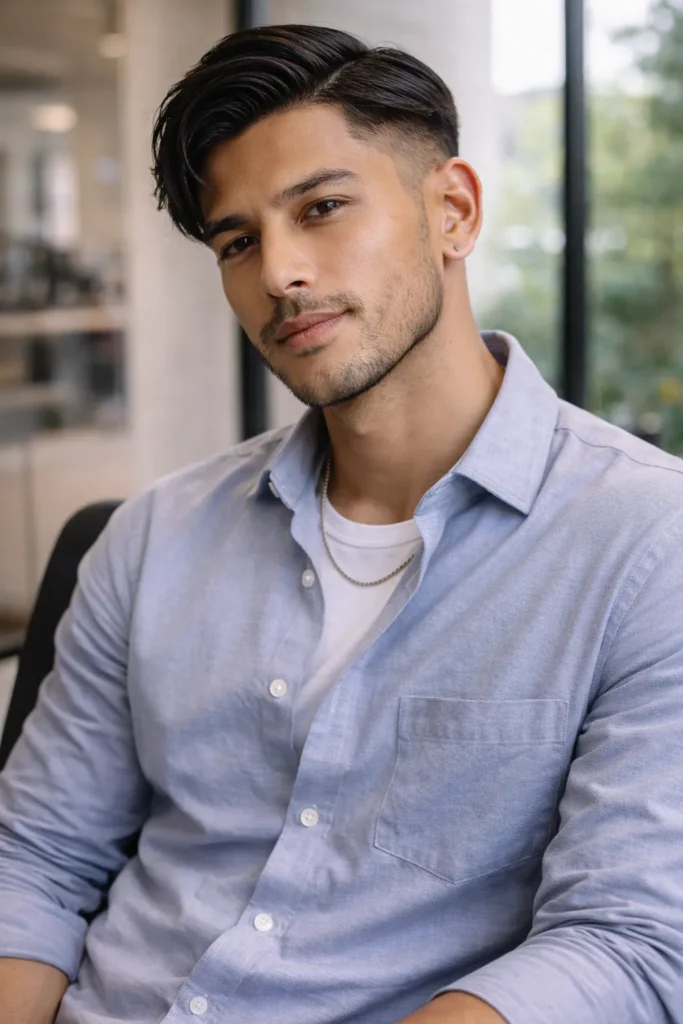 Natural Side-Part Japanese Style