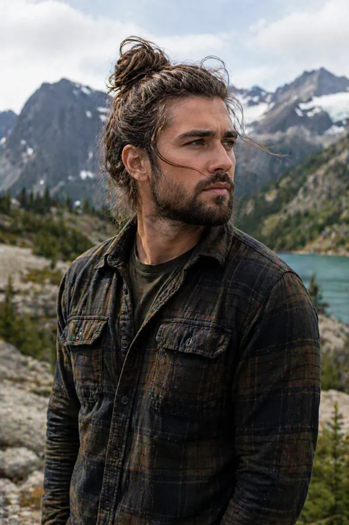 Outdoor Windswept Loose Man Bun