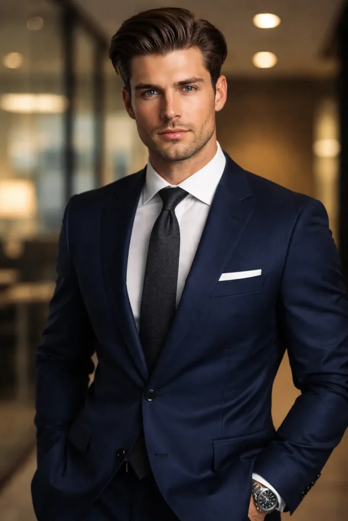 Polished Flow Haircut with Defined Side Part