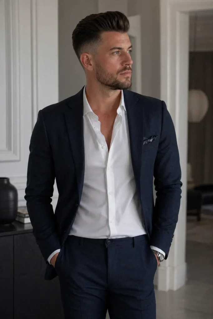 Pompadour High Fade with Short Beard