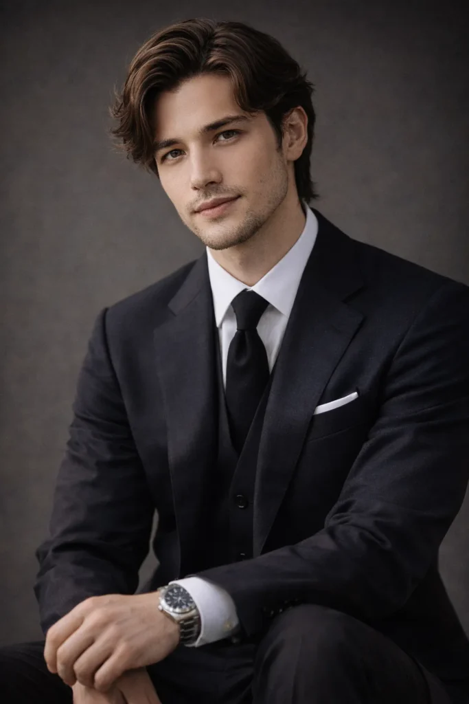 Refined Flow Haircut with Gentle Side Part