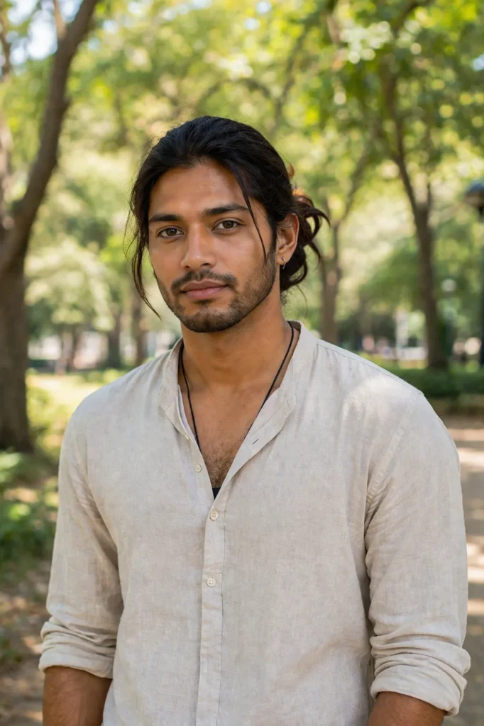 Relaxed Low Man Bun with Soft Side Strands