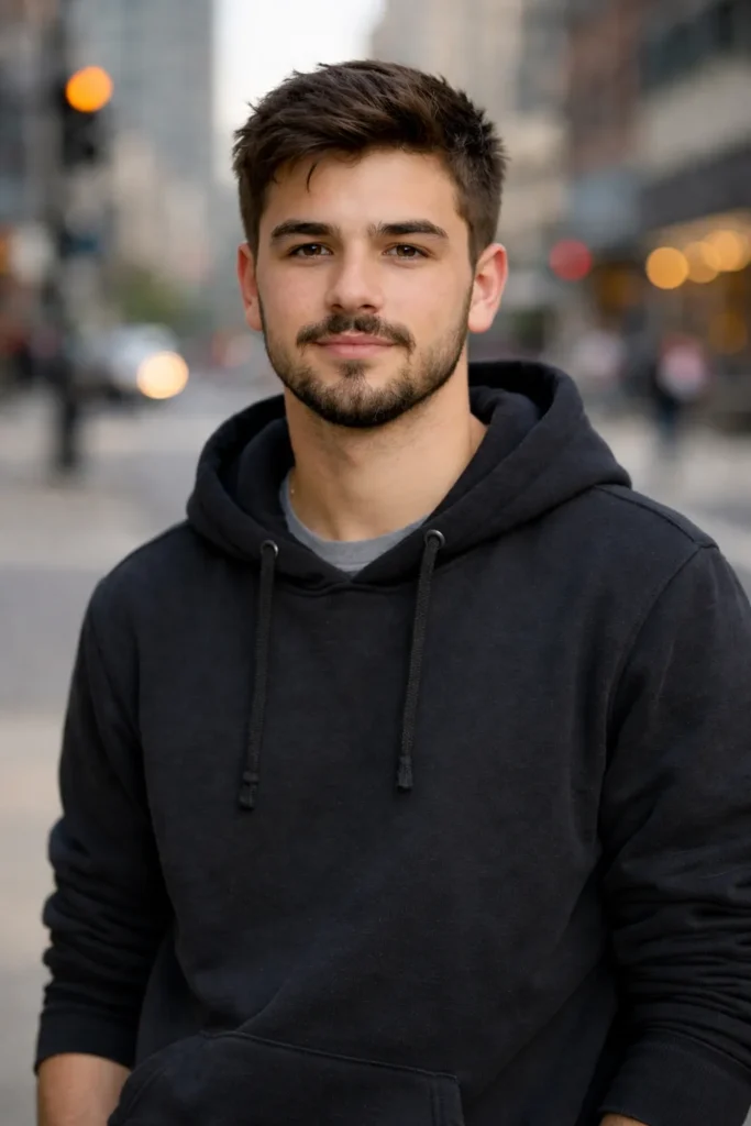 Short Beard with Mustache Focus