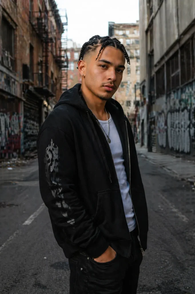 Short Braids With Fade