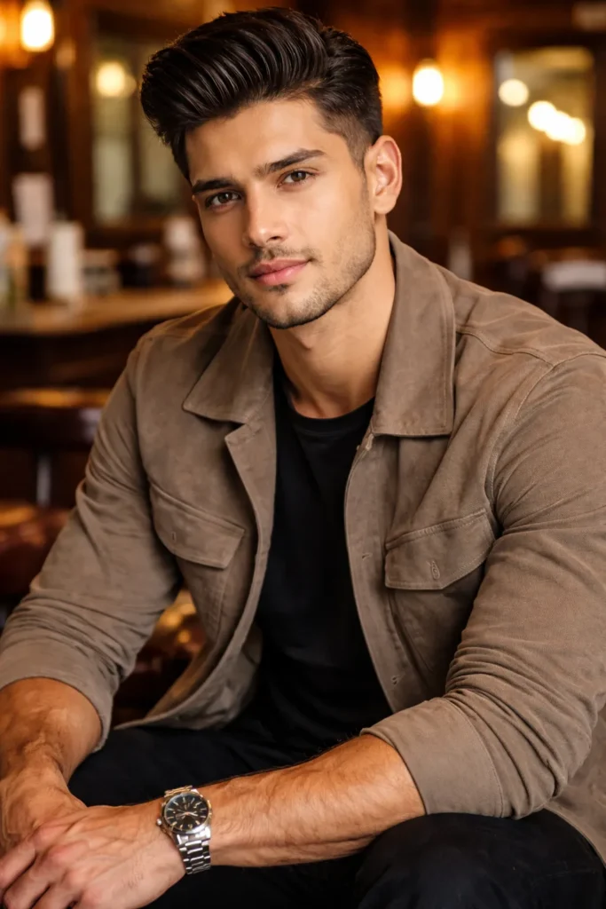 Short Pompadour with Drop Fade