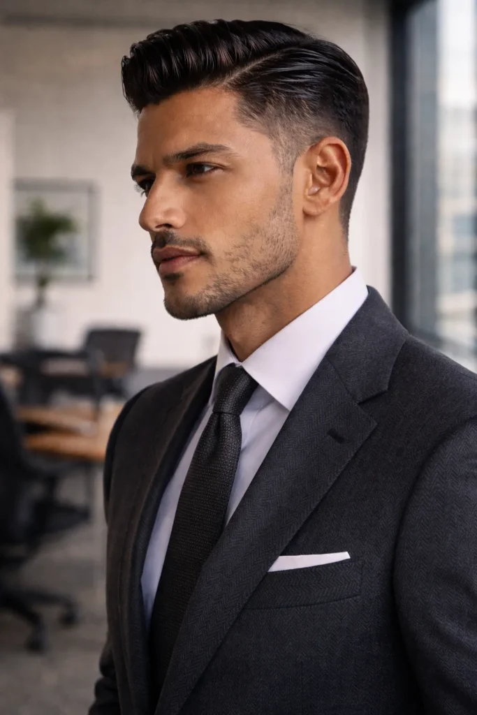 Short Slick Back with Fade