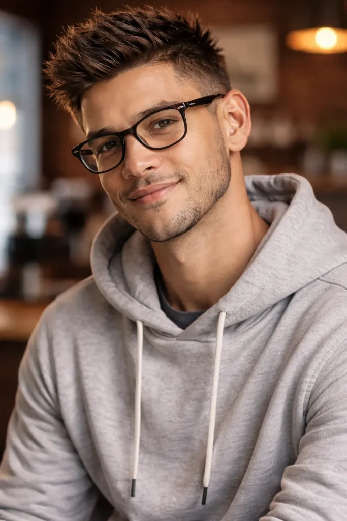 Short Spiky Hair with Glasses