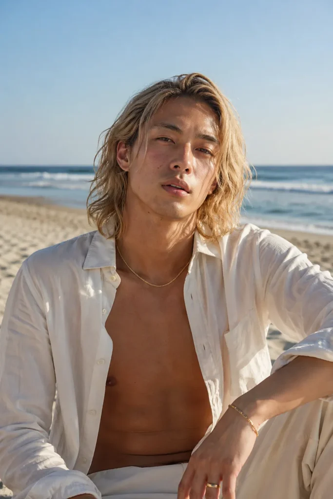 Shoulder-Length Blonde Beach Waves