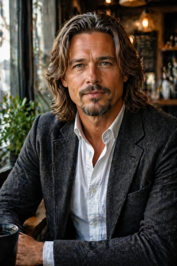 Shoulder-Length Hair with a Clean Goatee Beard