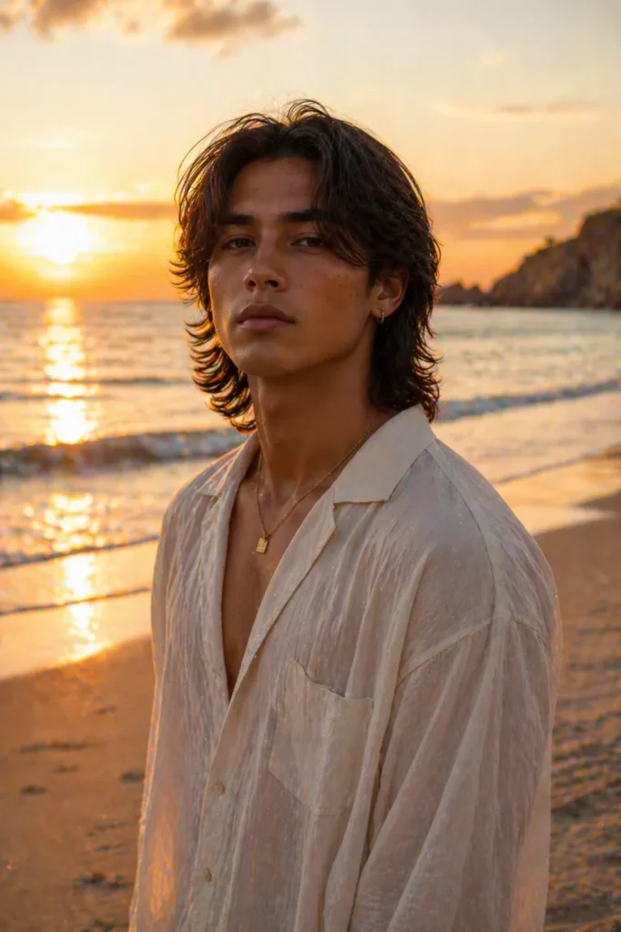 Shoulder-Length Soft Middle Part Mullet