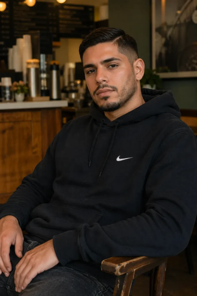  Side-Part Low Fade with Stubble Beard