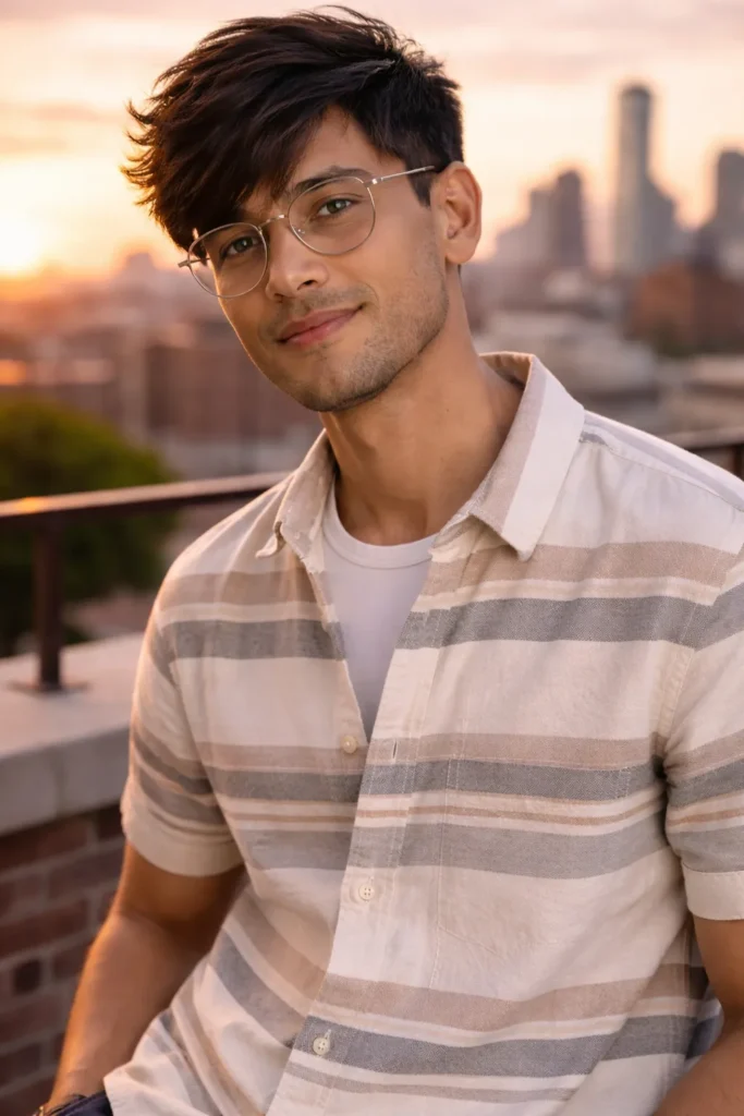 Side-Swept Fringe with Glasses