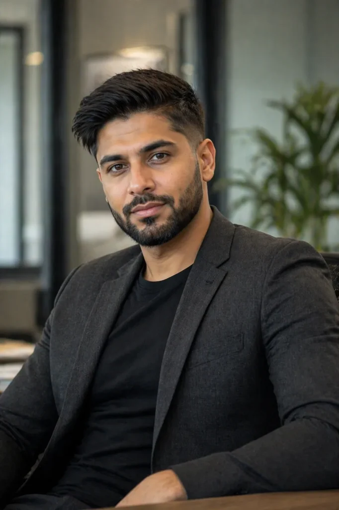 Side-Swept Hair with Taper Fade