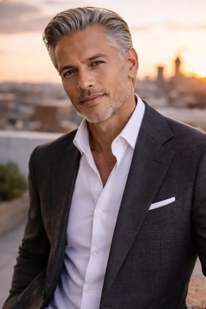 Silver Fox Slick Back (Grey Hair Highlight)