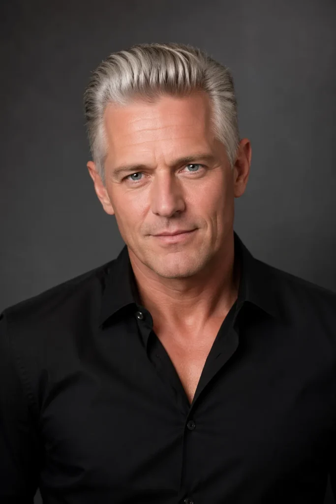 Silver Pompadour with Natural Volume