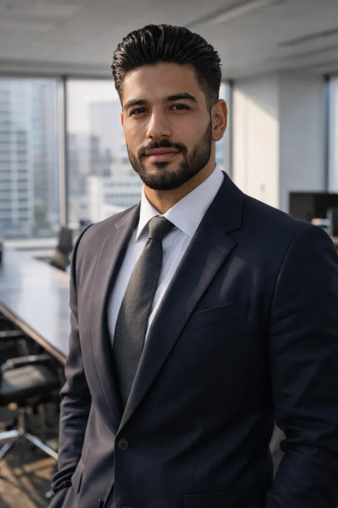 Slick Flow Back + Classic Full Beard