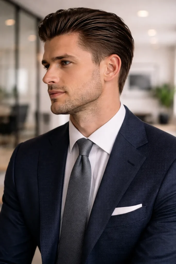 Slicked-Back Medium Cut