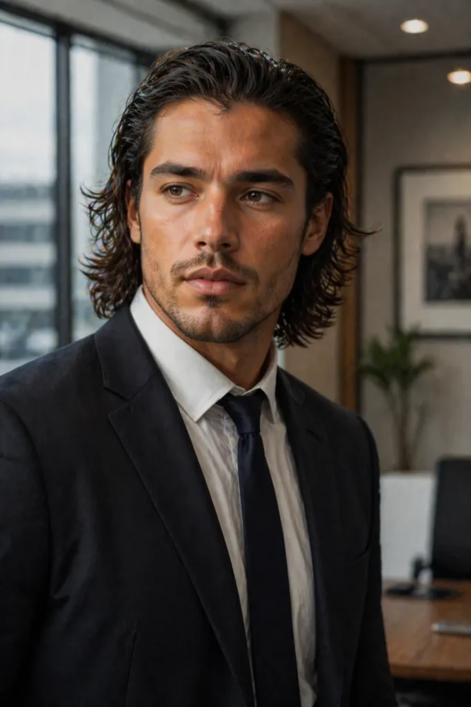 Slicked-Back Wave With Textured Ends