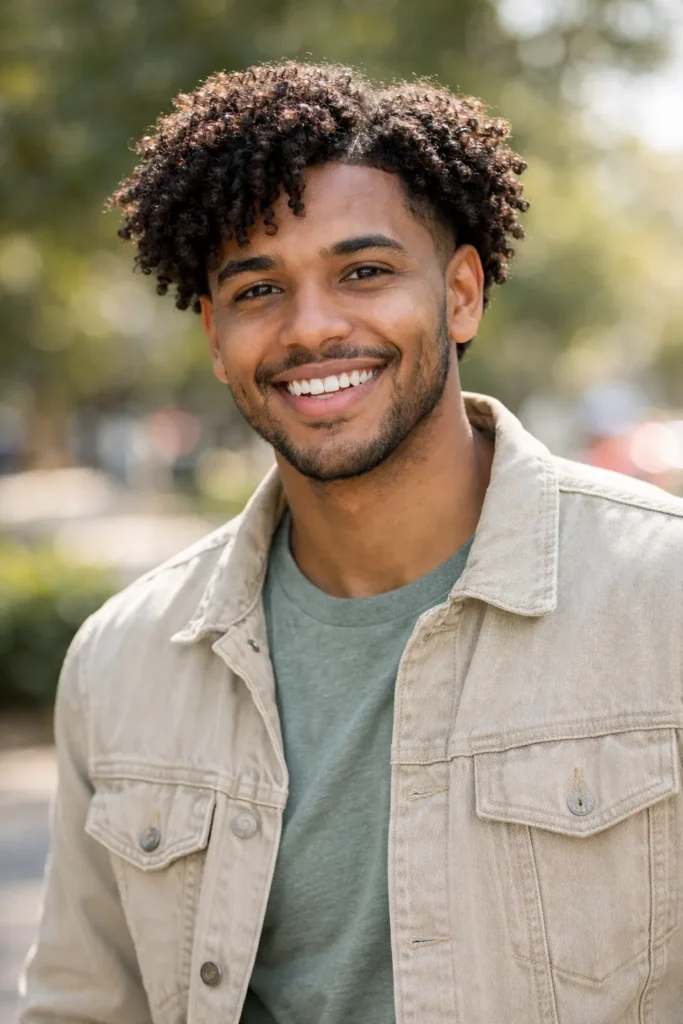 Soft Curly Flow with Natural Side Part