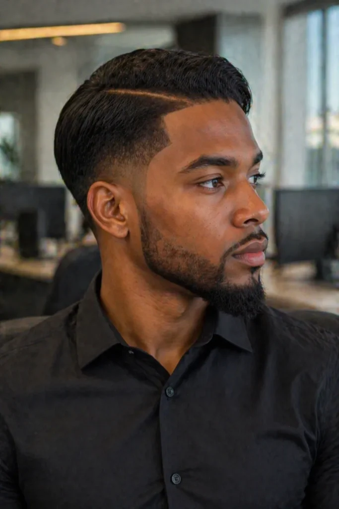 Straight Hair Fade with Hard Part