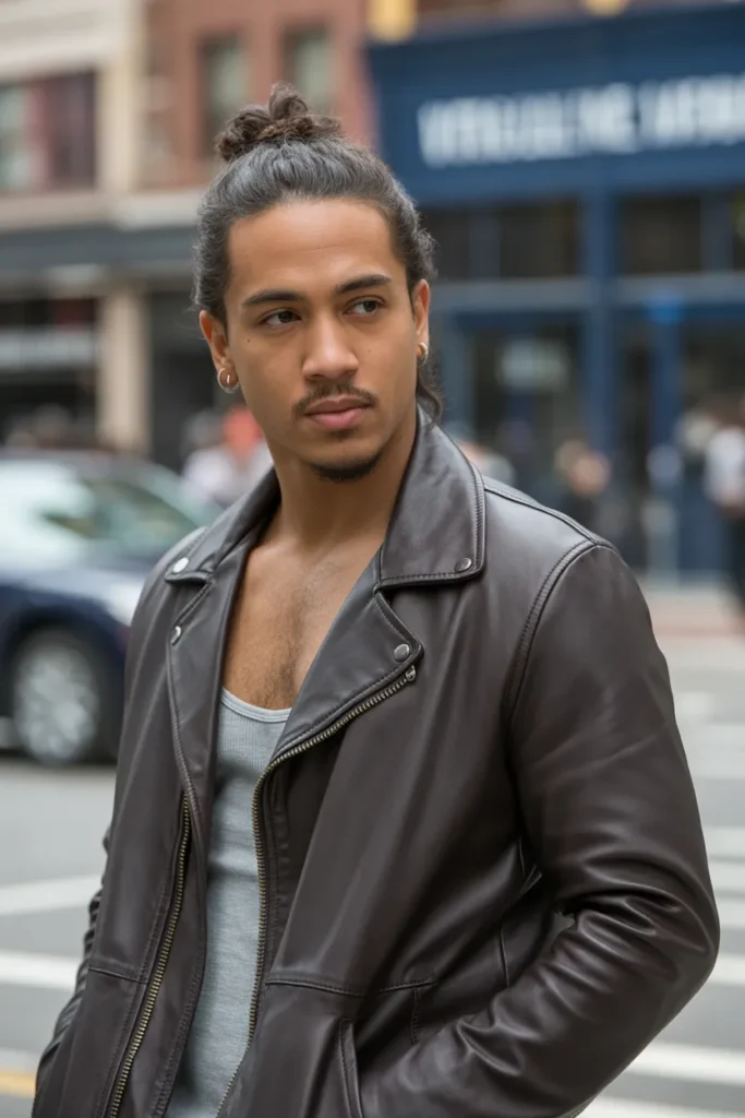 Swept-Back Mid Man Bun