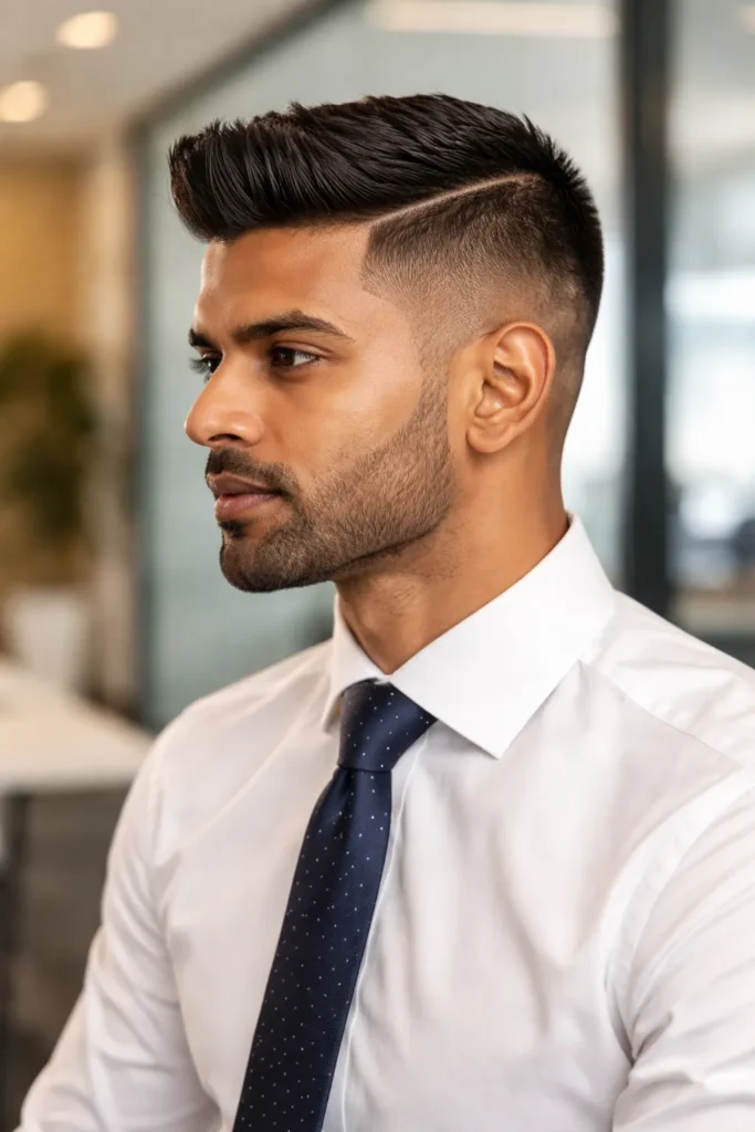 Taper Fade with Hard Part