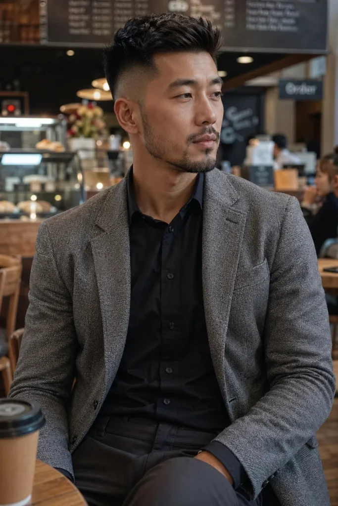 Temple Fade with Defined Beard