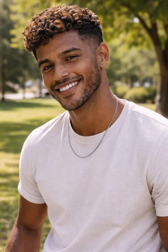 Textured Curls with Bronze Tips
