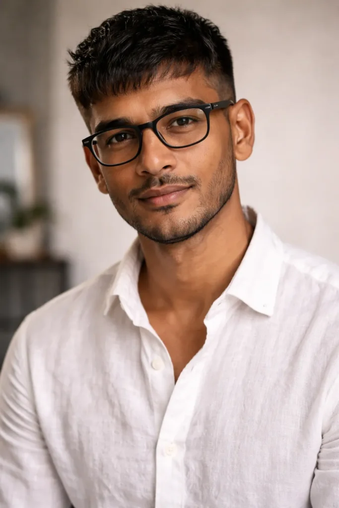 Textured French Crop with Glasses