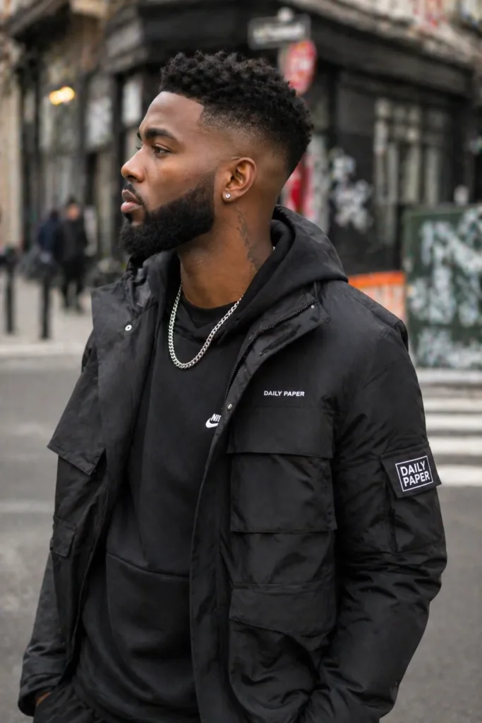 Textured High Fade with Sculpted Beard