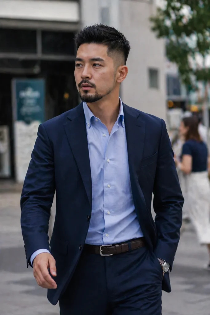  Textured Mid Fade with Boxed Beard