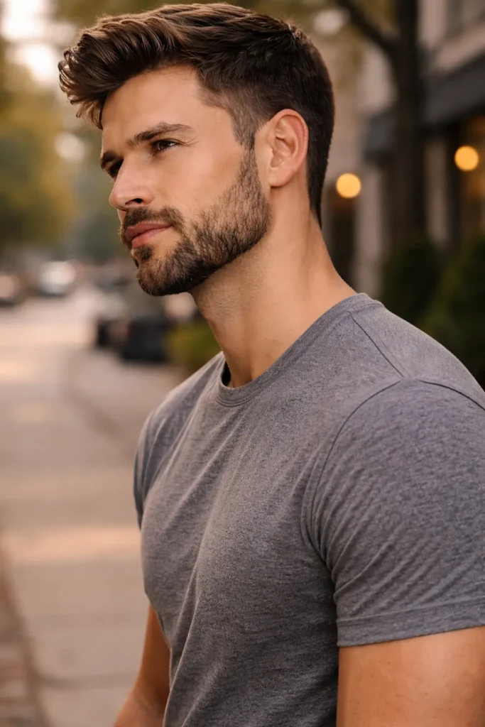 Textured Stubble Beard with Sharp Cheek Lines