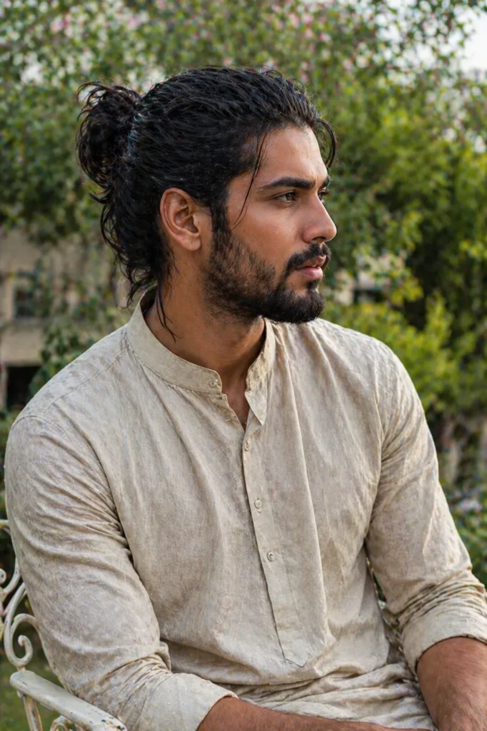 Undone Man Bun with Natural Back Strands