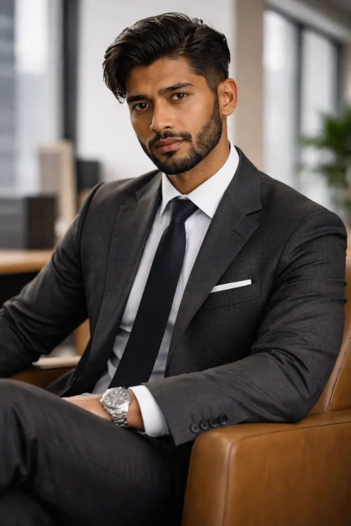 Viking Beard with Side Part Hair