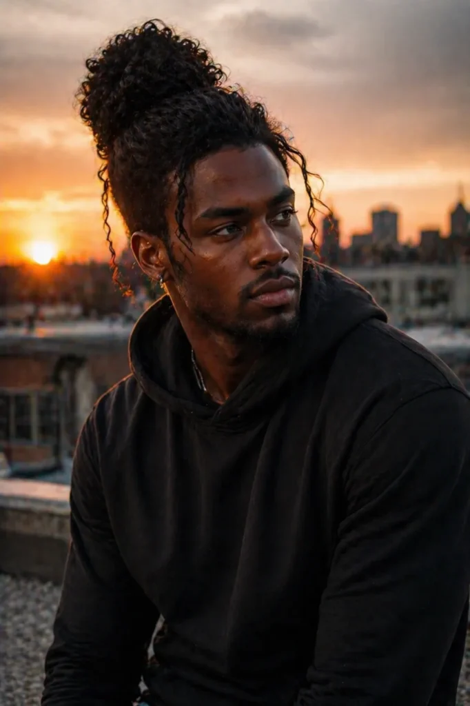 Voluminous Crown Man Bun with Soft Flyaways