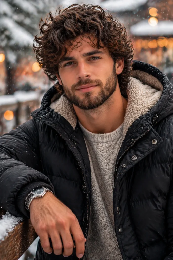 Voluminous Curly Top + Medium Beard