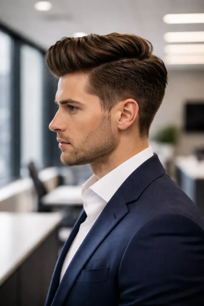 Voluminous Pompadour with Tapered Sides