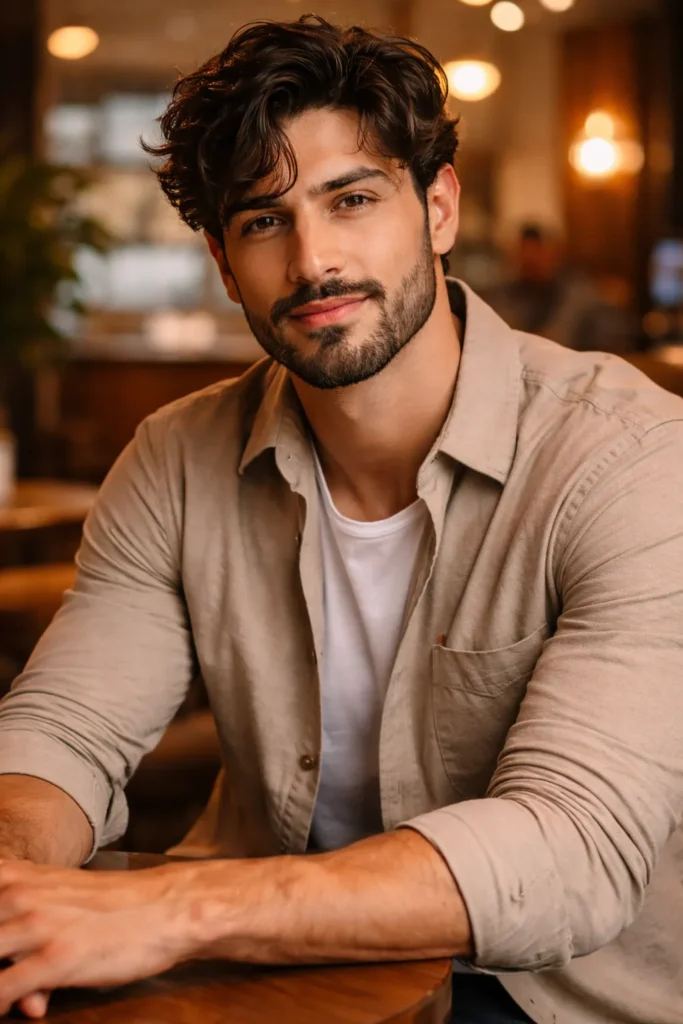 Wavy Flow Fringe + Medium Beard Fade