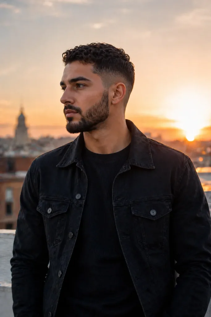 Wavy Low Fade with Short Beard