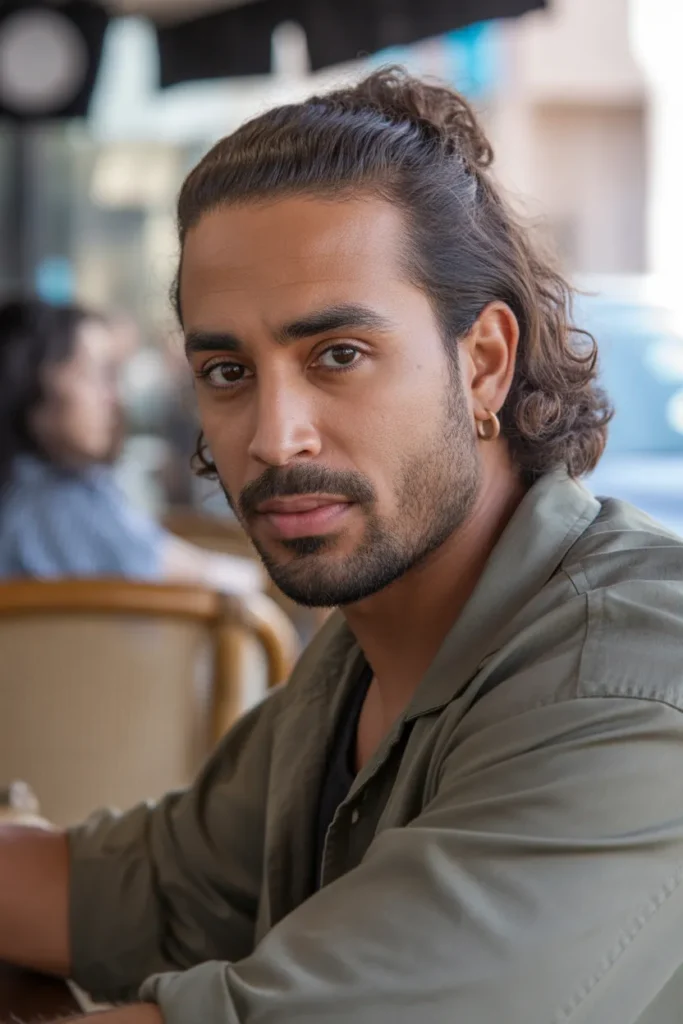 Wavy Man Bun with Face-Framing Layers