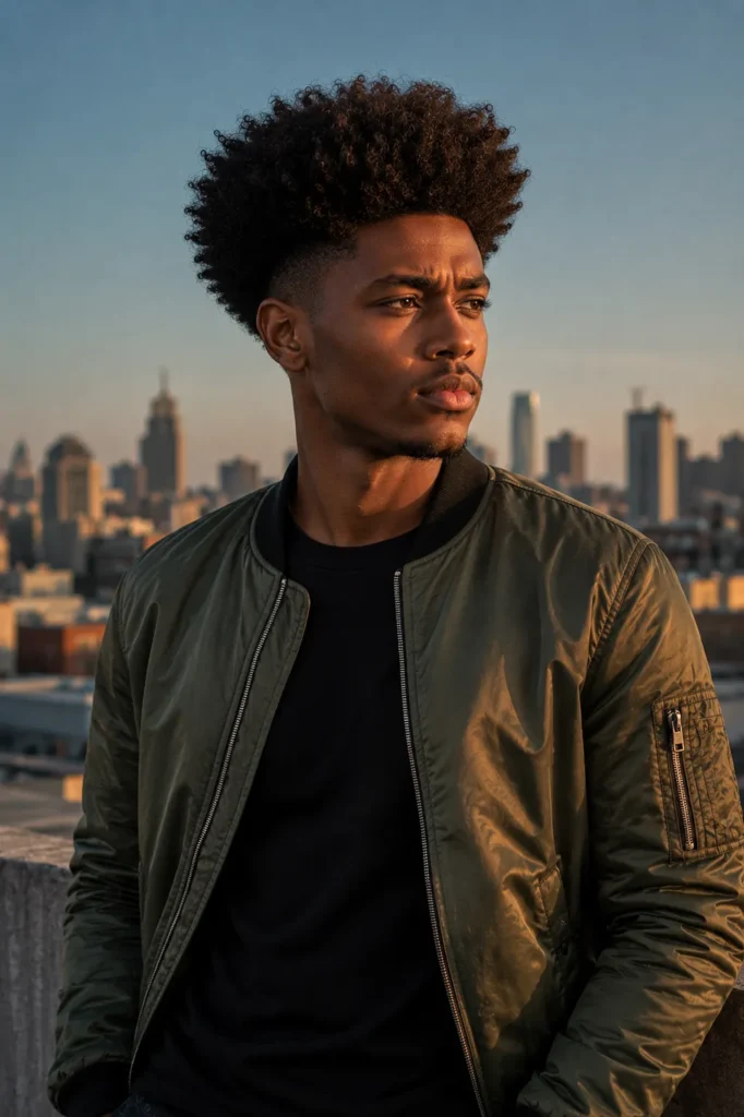 Blowout Afro Fade with Natural Volume