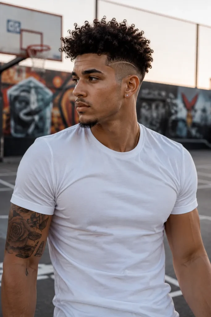 Burst Fade Afro with Side Design