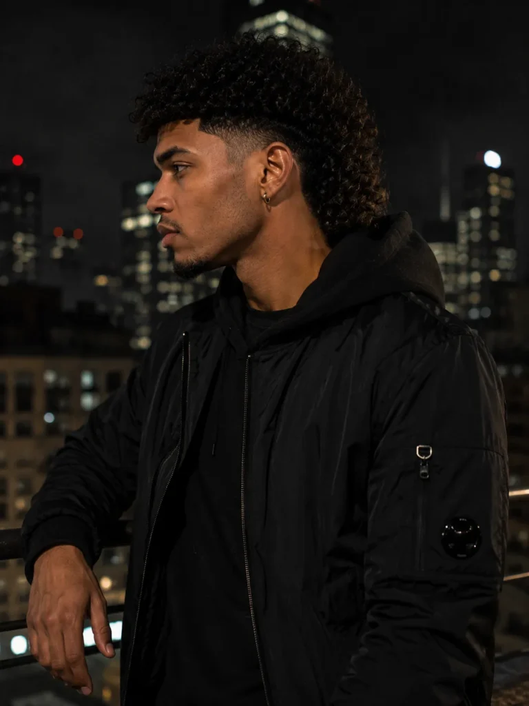 Burst Fade with Curly Mullet Texture